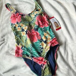 NWT Hurley pink floral 1 piece bathing suit